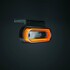 Strands LED Positionsleuchte mit schwarzem Geh�use und dunkler Linse, orange leuchtend.