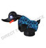 DTS Aufkleber im Rubber Duck Pl�sch Style: Schwarze Ente mit blau leuchtenden Augen, orange Zigarre und blau-schwarzem Muster.