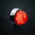 Strands IZE LED Innenbeleuchtung mit Chromgeh�use, roter, gerippter Linse und seitlichem Bedienknopf.