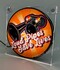 Leuchtkasten 17x17cm mit Saugern und Aufschrift "Loud Pipes Save Lives".