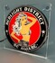 Leuchtkasten 17x17 mit Frau und Text "Redlight District - Be Aware", schwarzer R�ckwand und Saugern.