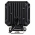 Schwarze quadratische LED-Arbeitsleuchte mit K�hlrippen und Metallb�gel.