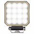 Quadratische LED-Arbeitsleuchte mit robustem Geh�use und gelbem Rand, montiert mit Schrauben.